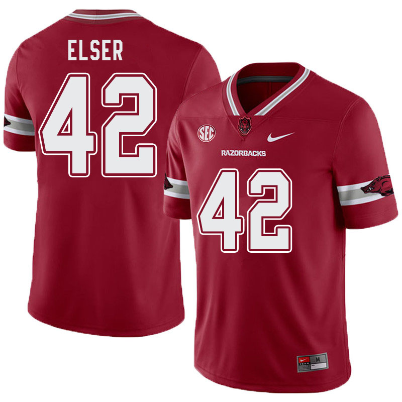 Men #42 Chris Elser Arkansas Razorbacks College Football Alternate Jerseys-Cardinal